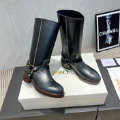 CHLOÉ 26S KNEE-HIGH BOOTS IN BLACK CALFSKIN