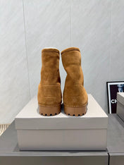 BALENCIAGA 25S LOW ANKLE BOOTS PLATFORM HEEL IN BROWN SUEDE STYLE 7