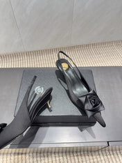 YSL 26S HEELED SLINGBACKS 50 MM IN BLACK FABRIC