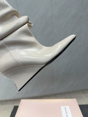 BALMAIN 26S BOOT 75 MM IN LIGHT BEIGE CALFSKIN