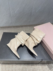 BALMAIN 26S BOOT 75 MM IN LIGHT BEIGE CALFSKIN