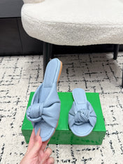 BOTTEGA VENETA 26S TWIST-STRAP SANDALS IN SKY BLUE LAMBSKIN