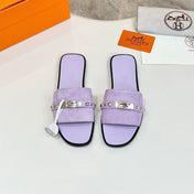 HM 26S GIULIA SANDAL IN LIGHT PURPLE SUEDE AND CALFSKIN SILVER HARDWARE