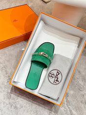 HM 26S GIULIA SANDAL IN GREEN SUEDE AND CALFSKIN SILVER HARDWARE