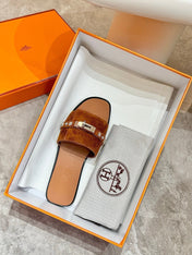 HM 26S GIULIA SANDAL IN CARAMEL BROWN SUEDE AND CALFSKIN SILVER HARDWARE
