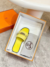 HM 26S GIULIA SANDAL IN YELLOW CALFSKIN SILVER HARDWARE