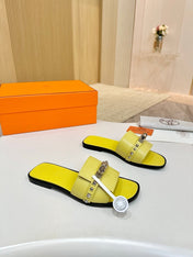 HM 26S GIULIA SANDAL IN YELLOW CALFSKIN SILVER HARDWARE