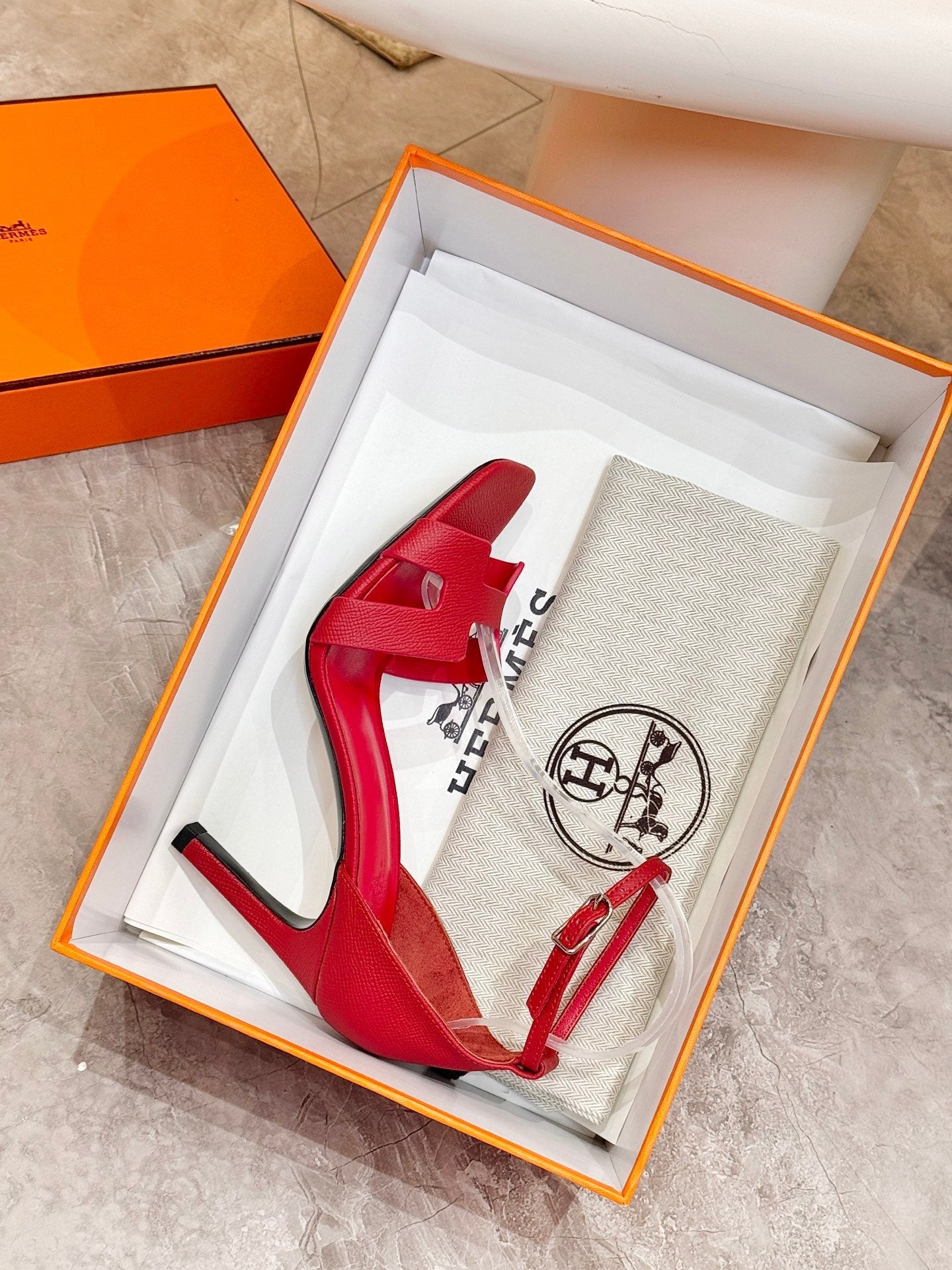 HM 26S H HIGH HEEL SANDALS 90MM IN DEEP RED GRAINED CALFSKIN