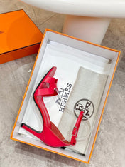 HM 26S H HIGH HEEL SANDALS 90MM IN DARK RED CALFSKIN