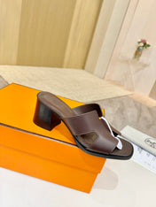 HM 26S HELIA SANDAL 70MM IN DARK BROWN CALFSKIN