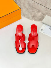 HM 26S HELIA SANDAL 70MM IN RED CALFSKIN