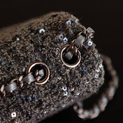 CHANEL 25S FLAP BAG 21 CM IN DARK GREY SEQUINED TWEED
