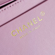 CHANEL 26S CLASSIC FLAP MEDIUM 23 IN NATURAL RAFFIA AND LIGHT PURPLE CALFSKIN GOLD HARDWARE