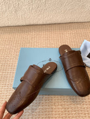 DOUBLE MONK MULES IN DARK BROWN CALFSKIN