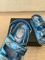 DAD SANDAL IN TEAL BLUE SHEEPSKIN