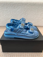 DAD SANDAL IN TEAL BLUE SHEEPSKIN