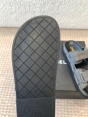 DAD SANDAL IN BLACK DENIM FABRIC MULE