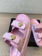 DAD SANDAL IN BRIGHT PINK FABRIC WITH SEQUINS MULE