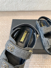 DAD SANDAL IN BLACK DENIM FABRIC