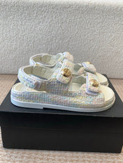 DAD SANDAL IN WHITE MIX COLORFUL FABRIC