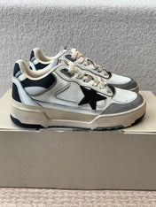 FORTY2 SNEAKERS WITH BLACK STAR WHITE CALFSKIN AND GREY SUEDE UPPER