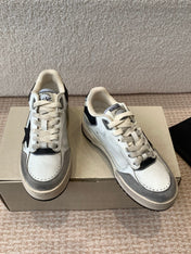 FORTY2 SNEAKERS WITH BLACK STAR WHITE CALFSKIN AND GREY SUEDE UPPER