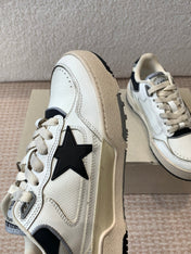 FORTY2 SNEAKERS WITH BLACK STAR AND WHITE LEATHER HEEL TAB