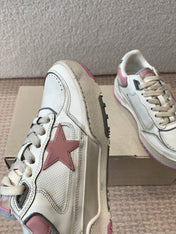 FORTY2 SNEAKERS WITH PINK STAR AND WHITE LEATHER HEEL TAB