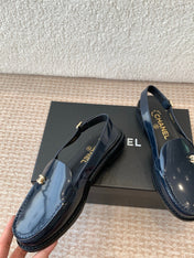 CC MOCCASIN SLINGBACK IN AEGEAN BLUE PATENT CALFSKIN