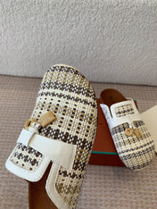 BUBBLE IN MULTICOLOR RAFFIA MIX WHITE LAMBSKIN GOLD HARDWARE