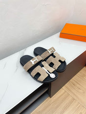 CHYPRE SANDAL LIGHT GRAY SUEDE WITH H BUCKLE