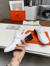 SQUARE TOE SLINGBACK SNOW CALFSKIN