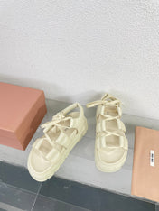 Roman Strap Thick-Soled Cream Sandals