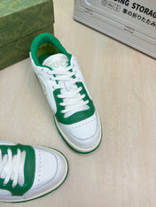 GG INTERLOCKING G SNEAKER WHITE GREEN CALFSKIN AND FABRIC