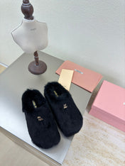 BLACK RABBIT FUR MULES