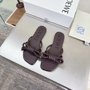 LOEWE 26S FLAMENCO KNOT SANDAL IN DARK BROWN CALFSKIN