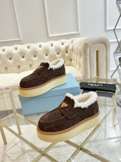 SUEDE LOAFER CHOCOLATE WITH SHEARLING LINING