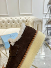 SUEDE LOAFER CHOCOLATE WITH SHEARLING LINING