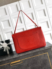 CHANEL 26S SOUPLISSIMO MAXI FLAP 39 IN RED CROCODILE-EMBOSSED CALFSKIN GOLD HARDWARE