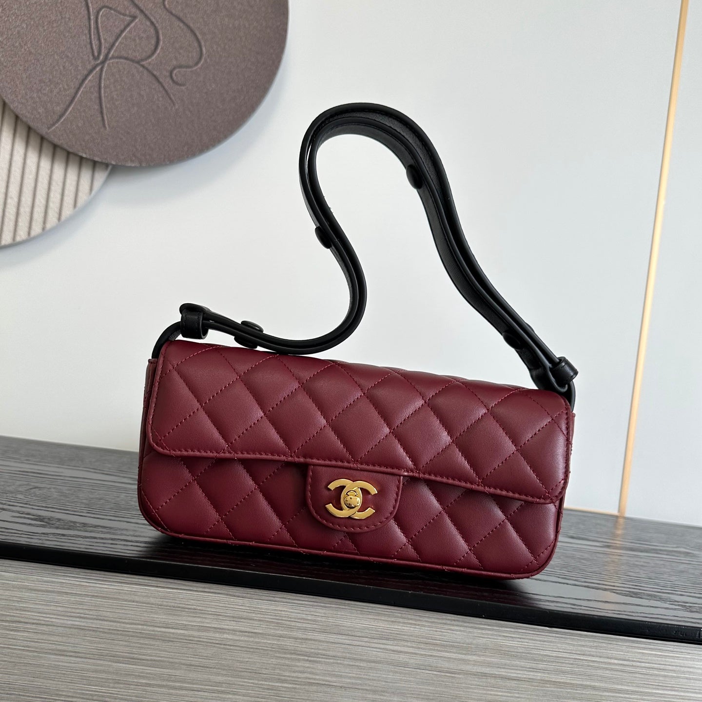 CHANEL 26S FLAP BAG 25 IN DARK RED QUILTED LAMBSKIN