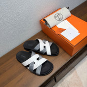 HM 26S KAZIMIR SANDAL IN WHITE CALFSKIN AND GREY FABRIC