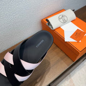HM 26S KAZIMIR SANDAL IN BLACK CALFSKIN AND PINK FABRIC