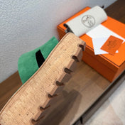 HM 26S H CUT PLATFORM SLIDES IN EMERALD GREEN SUEDE CORK SOLE