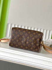 SPEEDY BANDOLIÈRE 25 IN BROWN MONOGRAM CANVAS GOLD HARDWARE