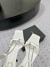 SL ANKLE-BUCKLE HEELED SANDALS WHITE CALFSKIN