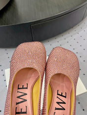 Loew pump 100 in suede and allover rhinestones pink