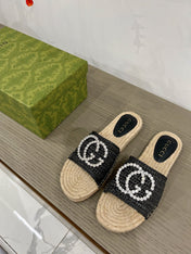GG INTERLOCKING G ESPADRILLE BLACK FABRIC