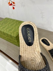 GG INTERLOCKING G ESPADRILLE BLACK FABRIC