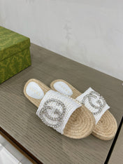 GG INTERLOCKING G ESPADRILLE WHITE FABRIC