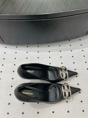 HEELED PUMPS 65 MM IN BLACK SMOOTH LAMBSKIN SILVER HARDWARE